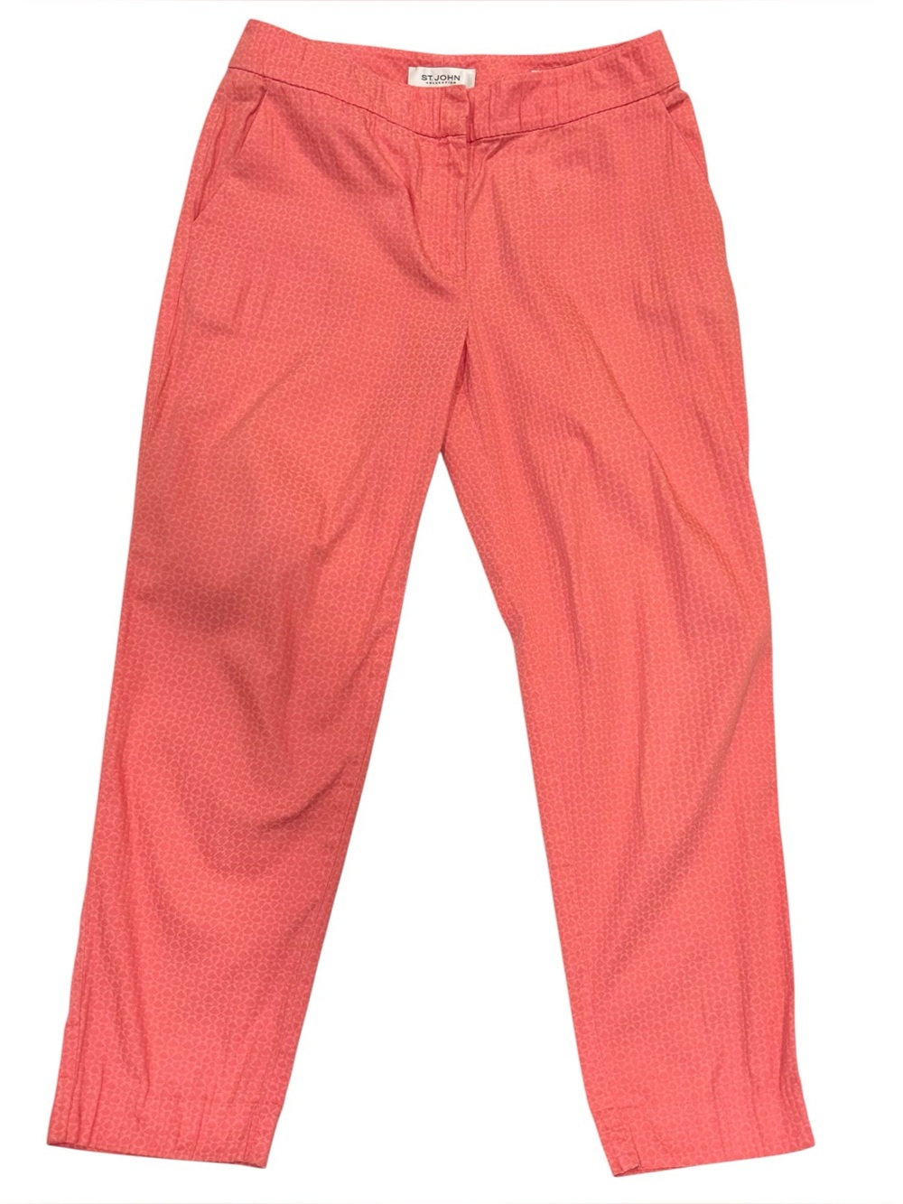 St. John Emma Trouser Women’s Coral Pink Lightweight Cropped Pants Sz 8 - Picture 4 of 10